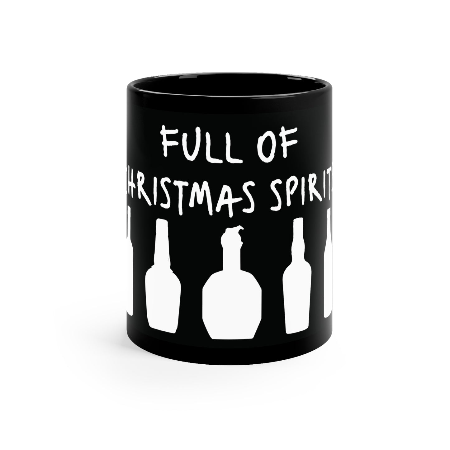 Full of Christmas Spirits 11oz Black Mug (Bourbon Christmas)